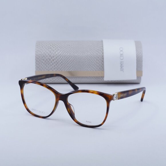 Jimmy Choo JC318/G 0086 00 Square 54mm Eyeglasses - Havana - Picture 8 of 11